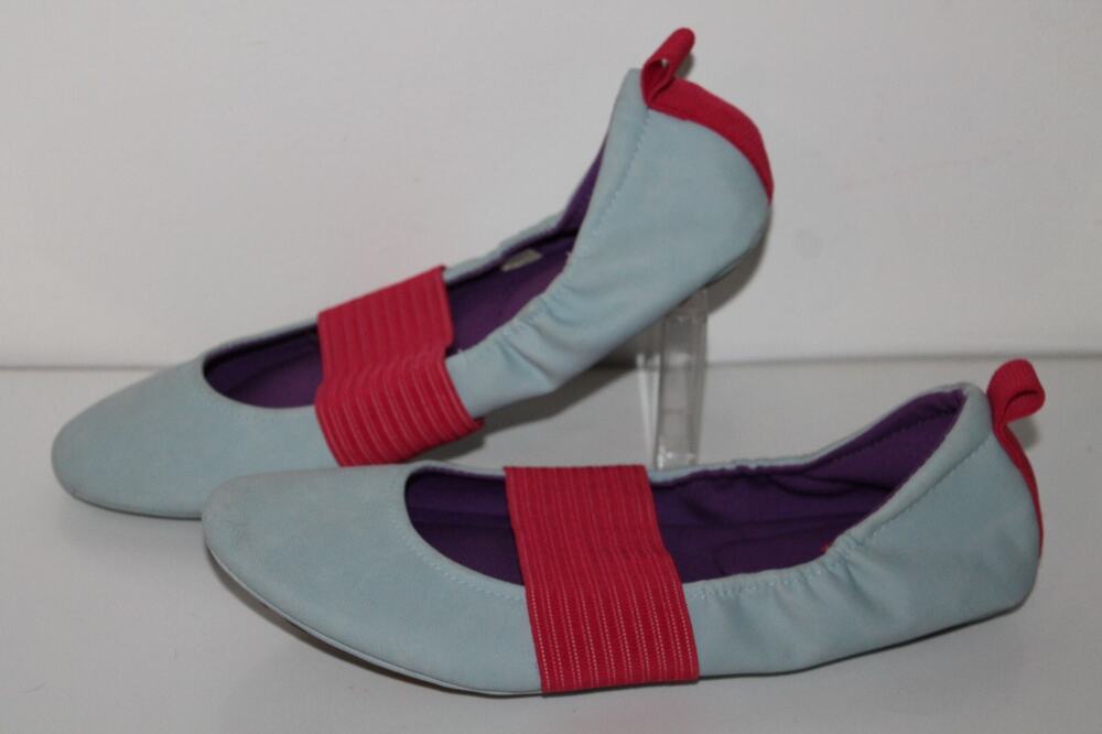 Acorn Casual Shoe Slippers Womens 11, Light Blue Hot Pink, Slip On